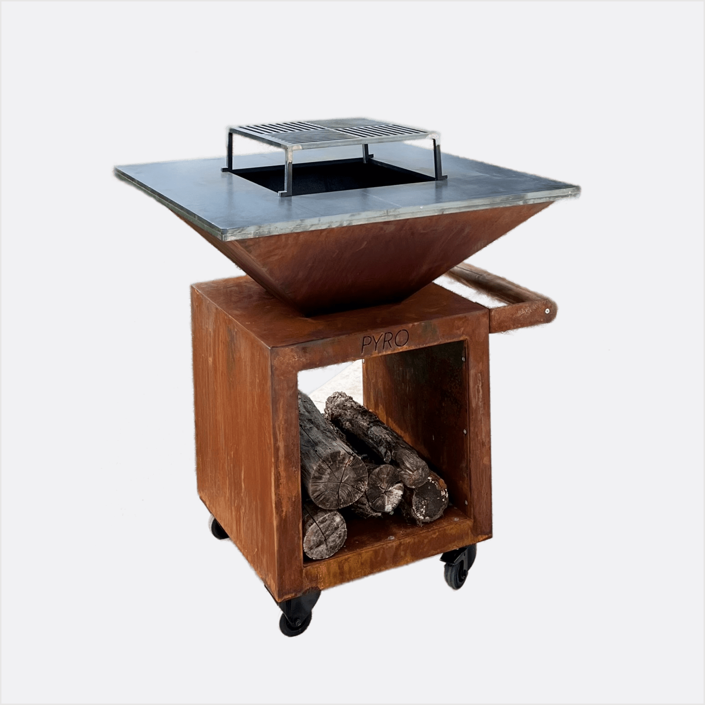 Brasero Roulettes Corten 85