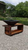 Brasero Table Corten Roulettes 85