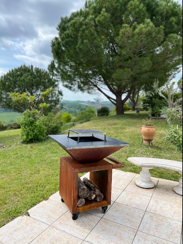 Brasero Roulettes Corten 85 Pyro